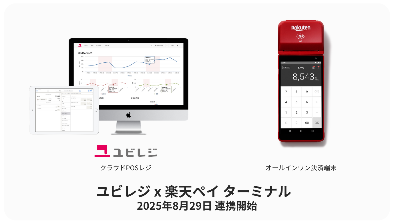 クラウドPOSレジ「ユビレジ」が「楽天ペイ ターミナル」と連携 | 株式